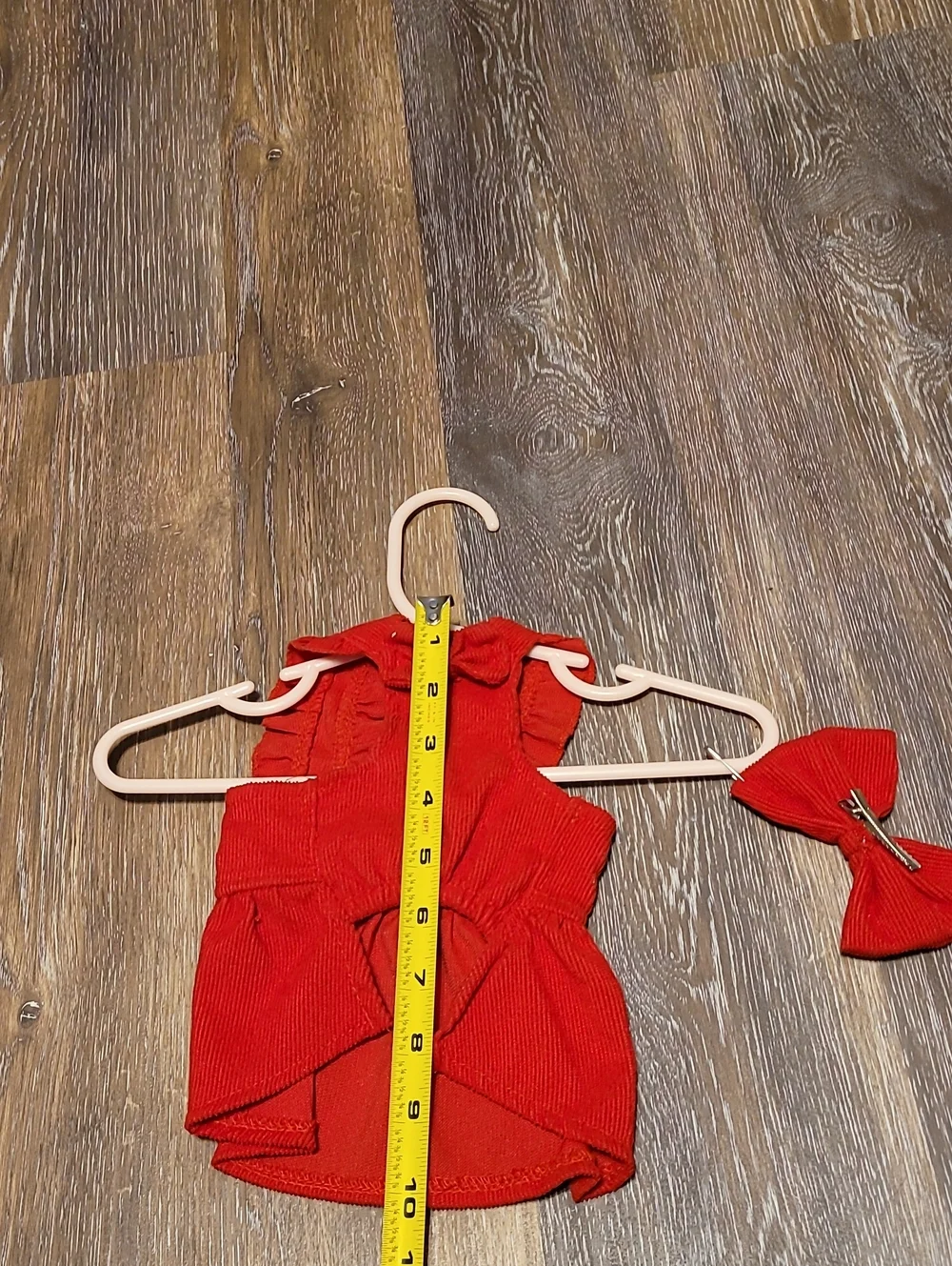 Doggie Dress Red Corduroy With Hair Bow
